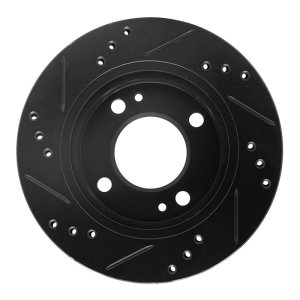 Mitsubishi Mirage Brake Rotor (1) - Front Right - R1 Concepts - Drilled & Slotted - Black - `14-`15